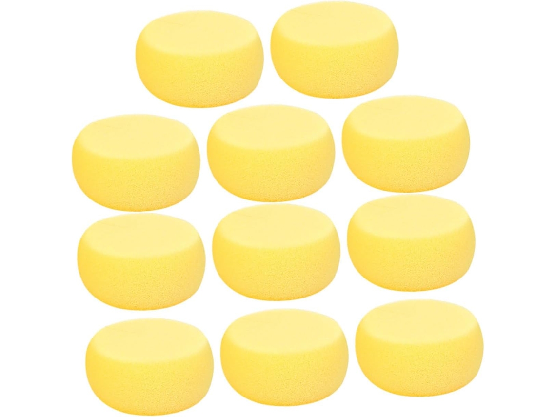 Esponjas redondas para maquiagem facial, amarelas e com manchas, em espuma, pacote com 24 unidades.