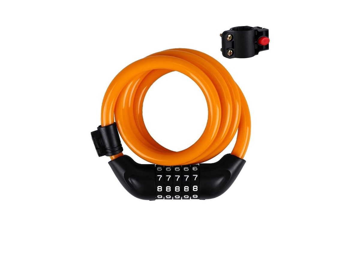 Cadeado Para Bicicleta Com Senha, Cor Laranja. Aquaforge