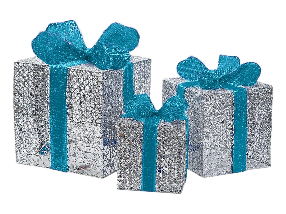 Charmoso Conjunto De Caixas Iluminadas De Natal Com 3 Decora