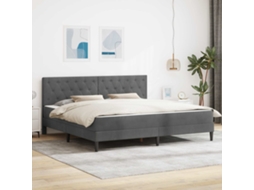 Vidaxl Estrutura De Cama Com Colchão Cinza Escuro 180 X 200 Cm Veludo