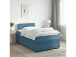 Vidaxl Cama Box Spring Com Colchão Azul Escuro 120 X 200 Cm Veludo