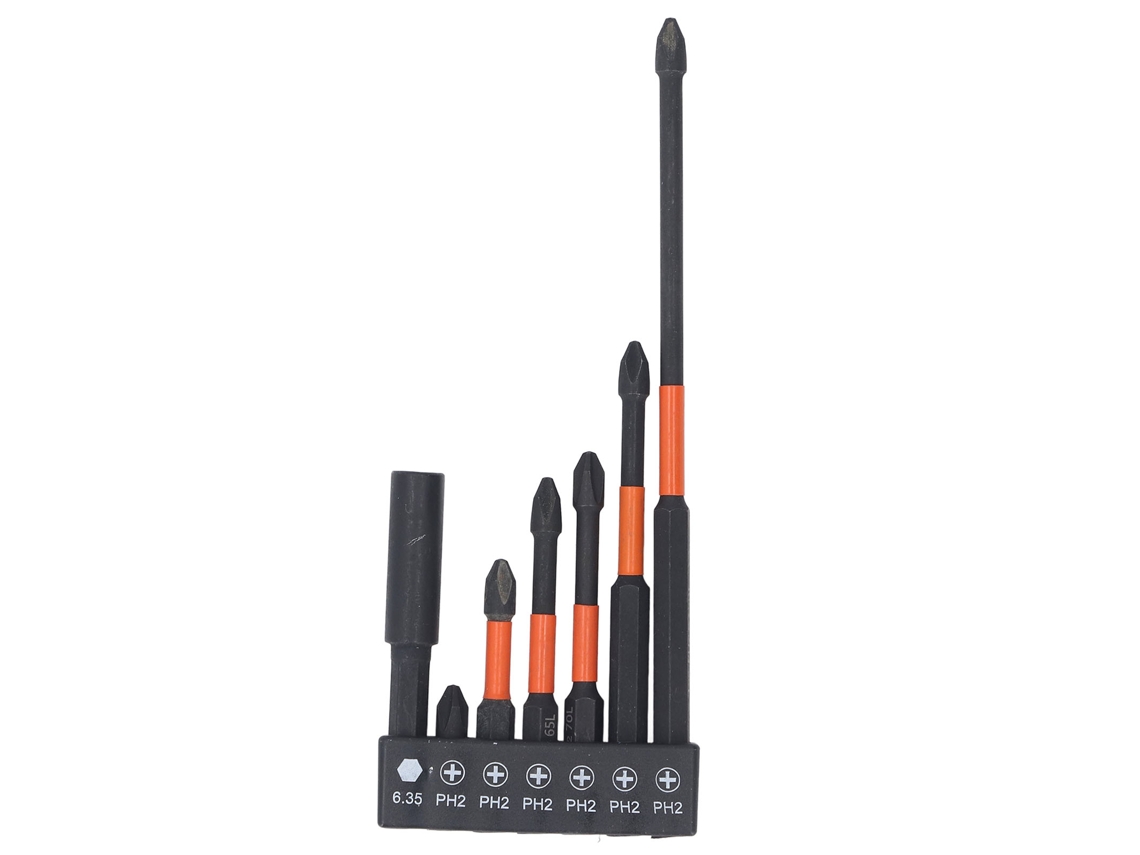 Kit de chave Phillips de 7 pontas Ph Aço Ts2 com suporte magnético resistente a impactos
