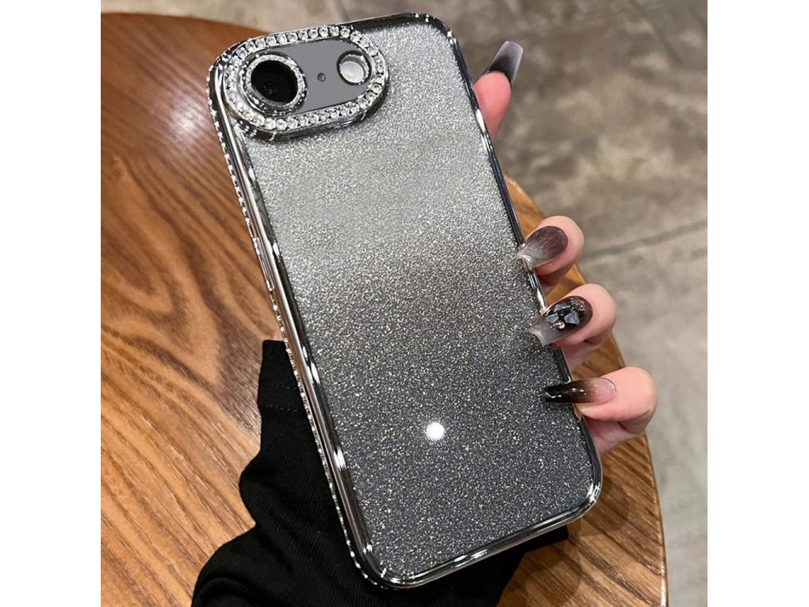Capa De Tpu Para Iphone 16e - Glitter Degradê De Diamante