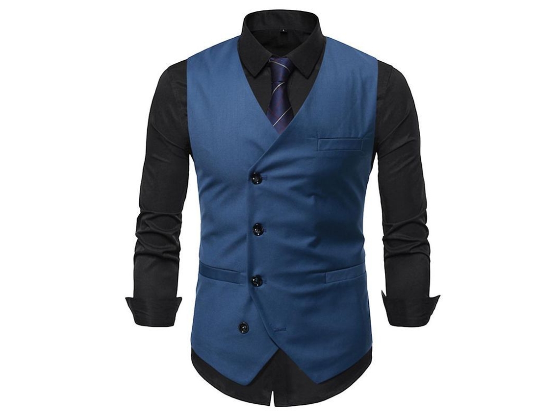 Fasst chaleco V neck para Hombre, Mystdiy, Poliéster, Algodón, Estampado, Manga Corta, Otoño | S/MARCA