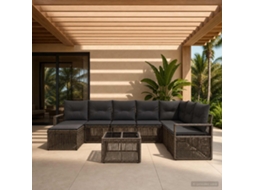 Vidaxl Conjunto De Sofá De Jardim 9 Unid. Cinzento Vime Pe