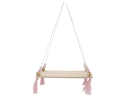 Prateleira de Parede Pendente com Contas Redondas para Decoração Diy Rosa Dourado | S/MARCA