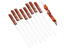 Espetos De Churrasco De Aço Inoxidável 8pcs, Reutilizáveis, Acessórios Práticos Para Camping E Churrascos