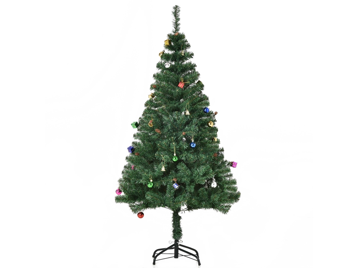 Árvore De Natal Artificial De 150 Cm Com 420 Galhos, Enfeites E Pinhas, Decoração Para Interiores, Verde.
