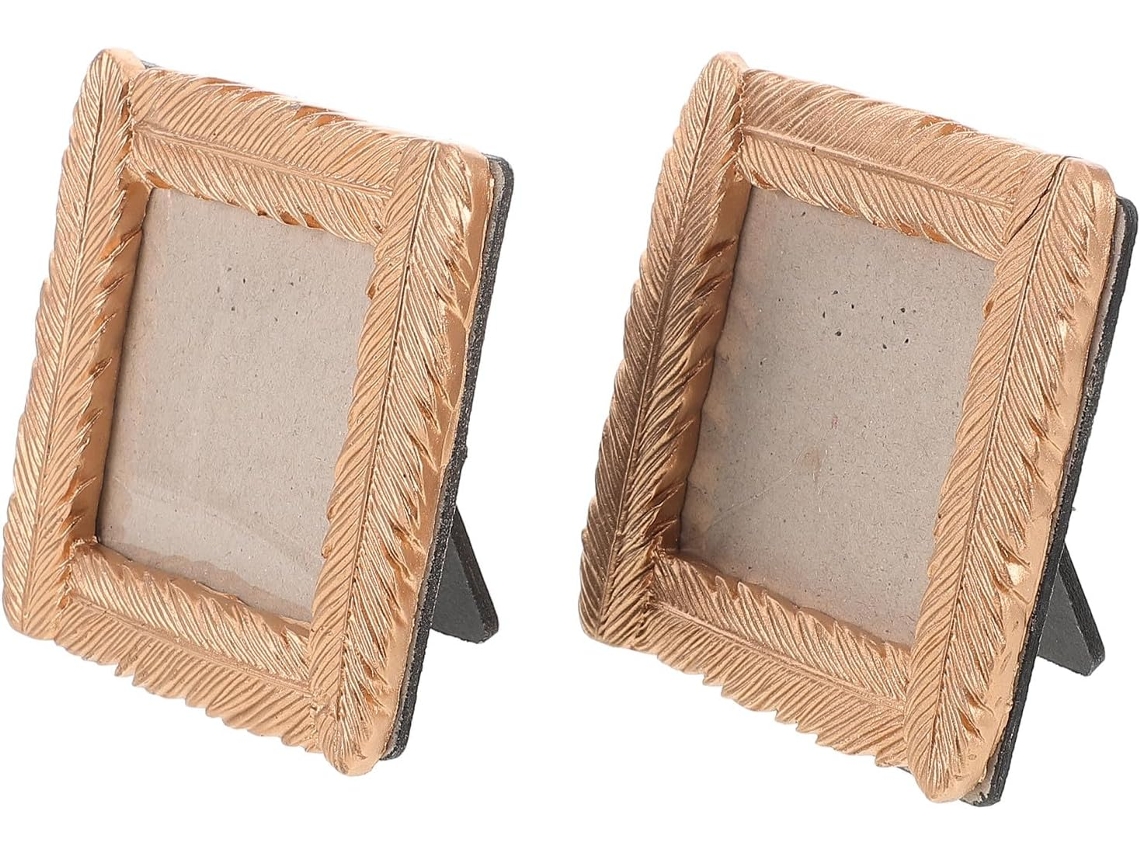Conjunto 2 Porta Retratos Pequenos Resina Estilo Luxuoso Bordas Decorativas Elegantes Fotos 4 9 5 1 Ideais GOKOCO