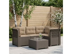 Vidaxl Sofá De Jardim Para 4 Pessoas Com Almofadas Visual Rattan Pp