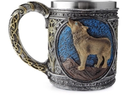 Copo 3d Estereoscópico Com Tema De Lobo - Copo De Café - Pinte Retro - Bebida - Presente Para Homens - Aço Inoxidável - Capacidade 450ml