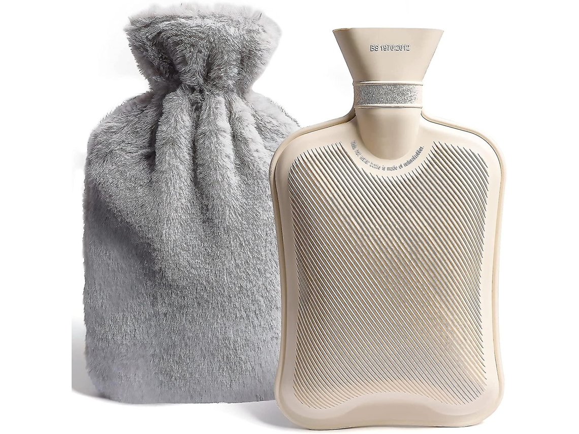 Bolsa De Água Quente Com Tampa, Bolsa De Água Quente De 2 Litros Com Pelúcia Removível E Macia AQUAFORGE