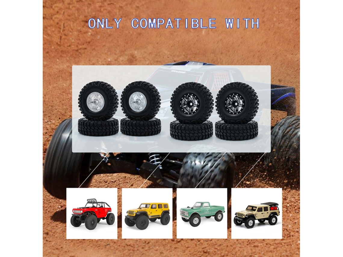Mali pneus de Carro Rc 4pcs com Aros de Liga de Alumínio para 1/24 Axial Scx24 90081 Axi00005 C10 Axi00006 Axi00002