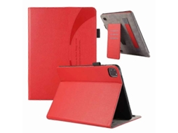 Capa de couro sintético vermelha com suporte para cartão para iPad Pro 12.9 (2020) Hengrongshen (2018)