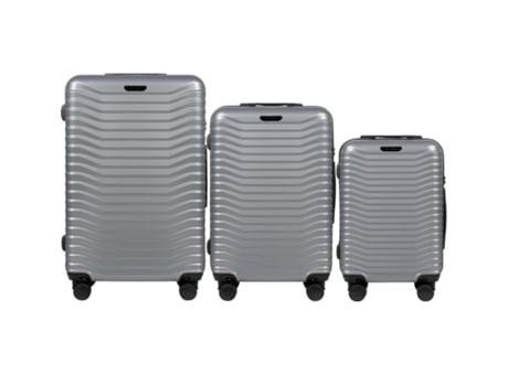 Conjunto De Bagagem Wings Sea Eagle De 3 Peças Prata, Material De Policarbonato