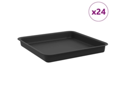 Conjunto 24 Vaso Quadrado Vidaxl Preto Plástico (18 X 18 X 2 Cm)