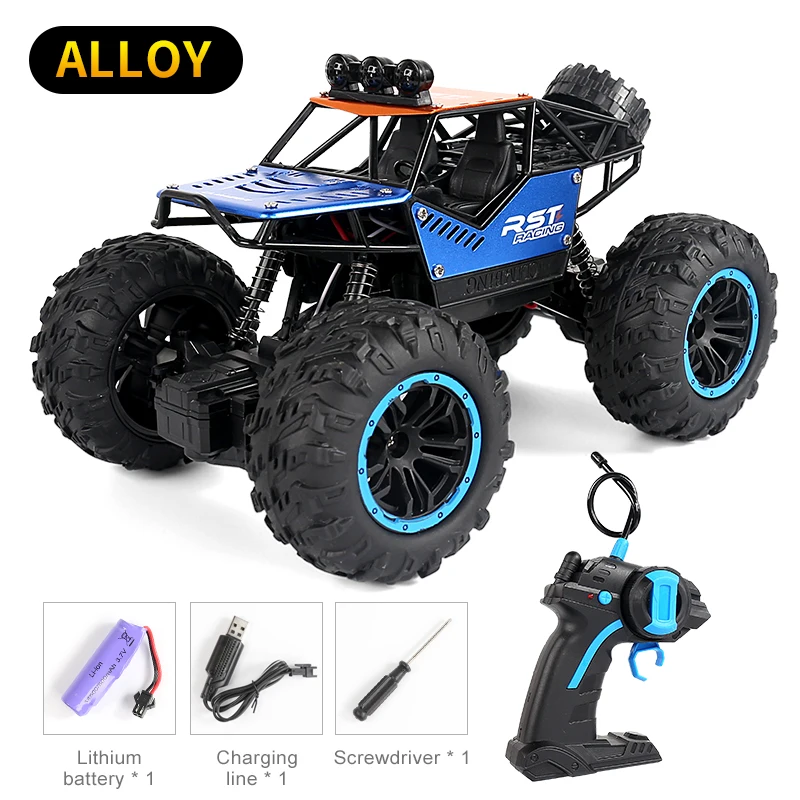 Controle Remoto Off Road Monster Truck Metal Shell 2wd Motor Duplo Led Farol MDUG (azul)