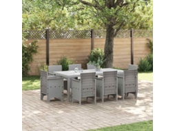 Vidaxl Conjunto De Jantar Para Jardim 9 Pcs Cinzento-claro