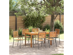 Vidaxl Conjunto De Jantar Para Jardim 7 Unid. Cinzeto