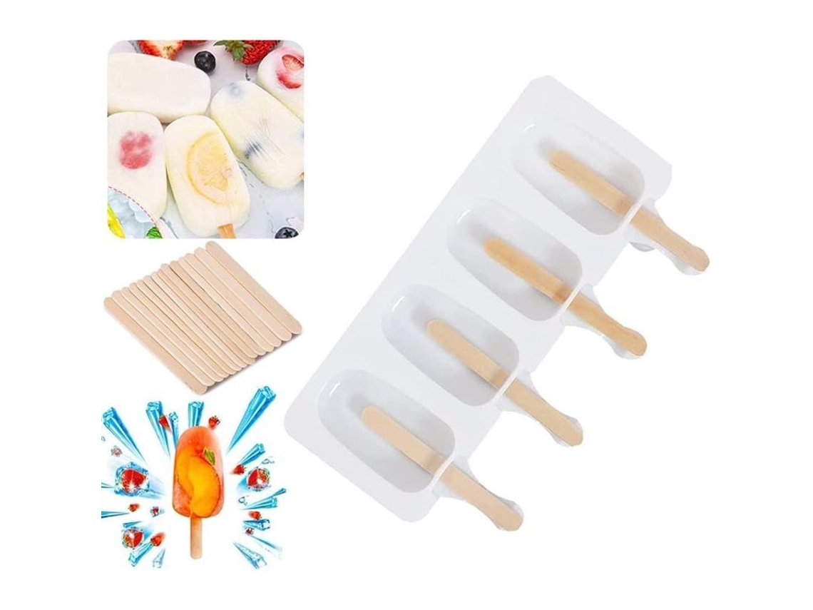 2026 molde de Helado de Silicona Con 20 Palillos de Madera Reutilizable para Hacer Paletas Caseras