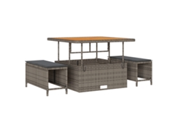 Conjunto 3 Conjunto De Jantar Para Jardim Vidaxl Cinzento Vime Pe