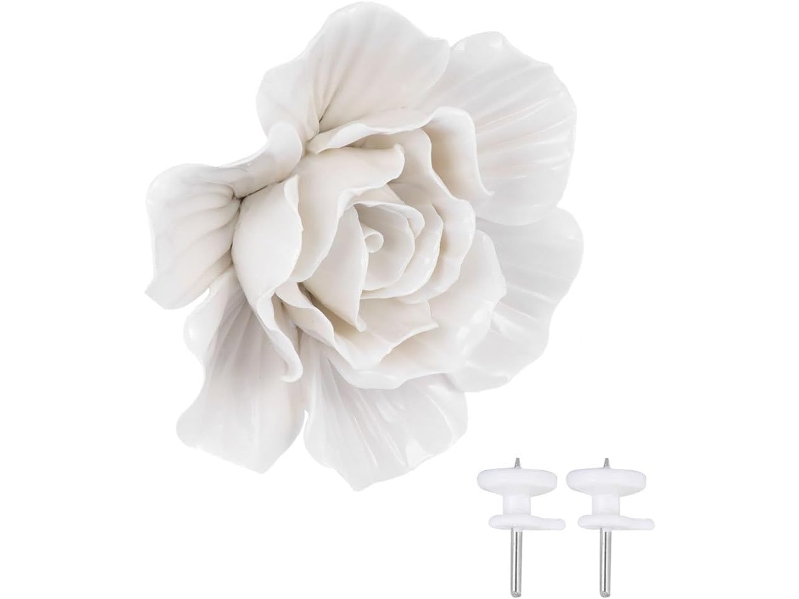 Enfeite Parede Cerâmica Branca Única Formato Interno Externo Quartos Entradas Design Elegante Gancho Peça Rosa GOKOCO