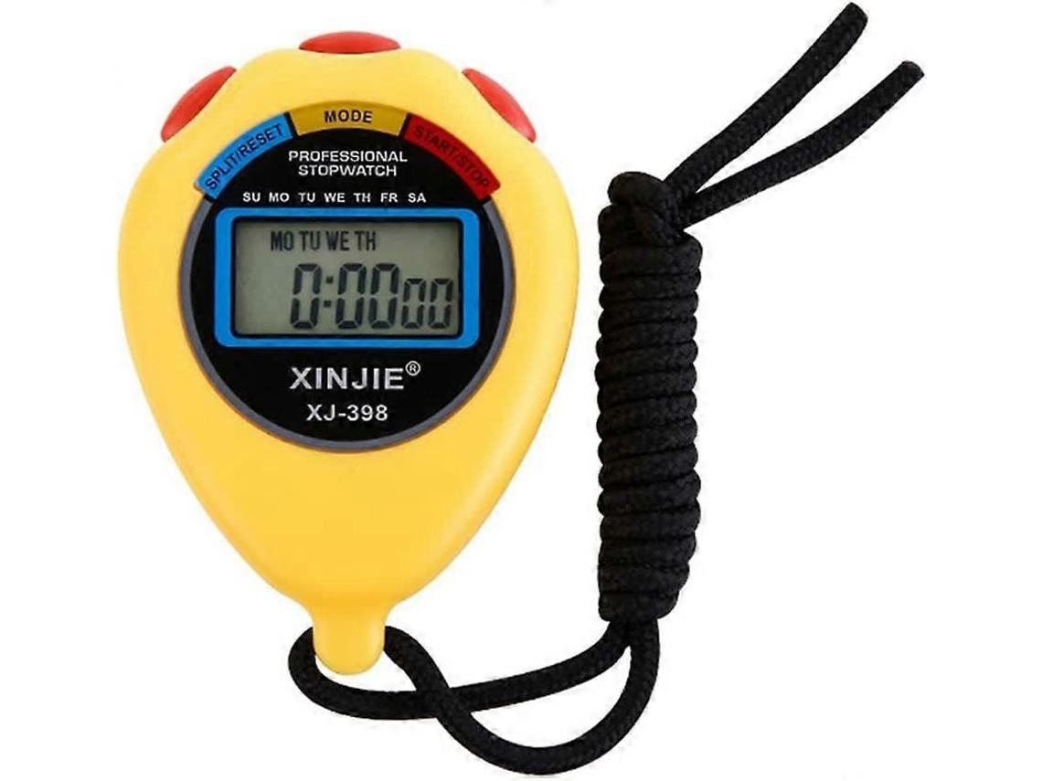 Cronógrafo Com Display Lcd E Cronômetro, Amarelo