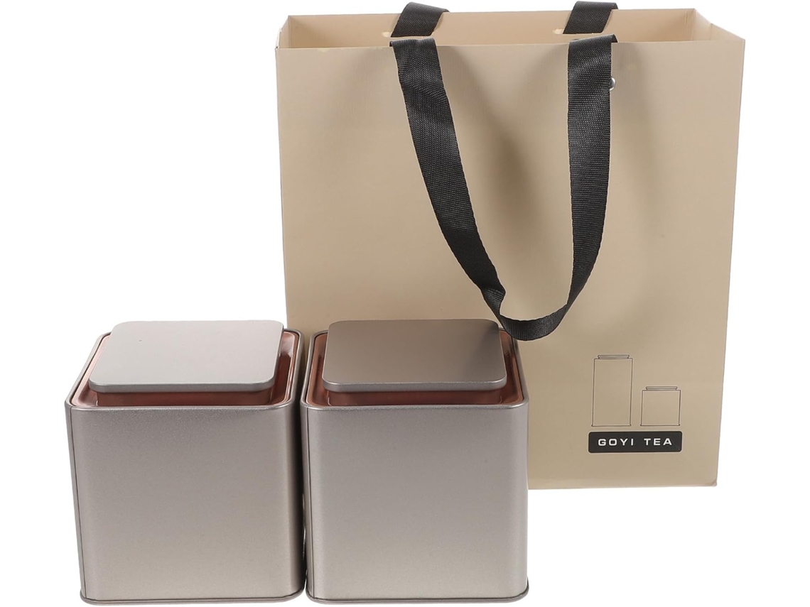 Ultechnovo Conjunto De 2-potes Lata Dourados Para Armazenamento Chá E Café Com Tampa Hermética, Pequenos E Portáteis
