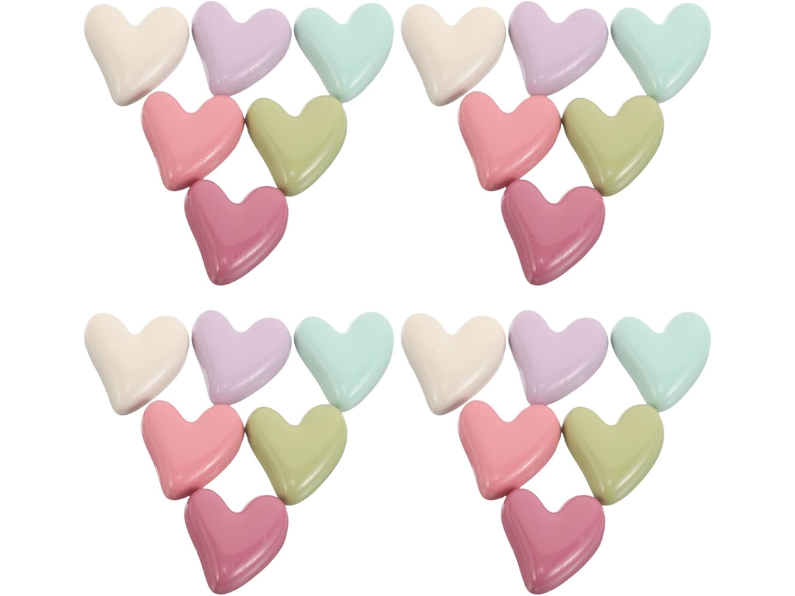 Magiclulu Conjunto De 24 Ímãs Geladeira Em Formato Coração, Com Acabamento Brilhante E Fáceis De Limpar, Estilo Kawaii