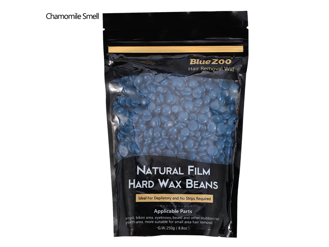 Feijões De Cera Dura Para Depilação Corporal Blue Zoo 250g Cera Natural Sem Tiras Aroma Camomila