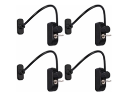 Pacote Com 4 Travas Para Janelas Deslizantes, Cabo De Segurança Para Portas Deslizantes, Preto, Com Chave De Aço Inoxidável Aquaforge