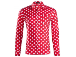 2026-camisa De Manga Larga Con Puntos Para Hombre Formal Casual De Algodón Botones M Rojo