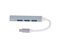 Hub Usb C 4 Em 1 De Alta Velocidade, Leve E Portátil, Para Teclado, Impressora, Celular E Tablet, Cinza. Aquaforge