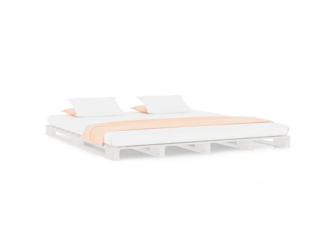 Cama de Paletes Madeira de Pinho Maciça Branco MAISON EXCLUSIVE (140x190 cm)