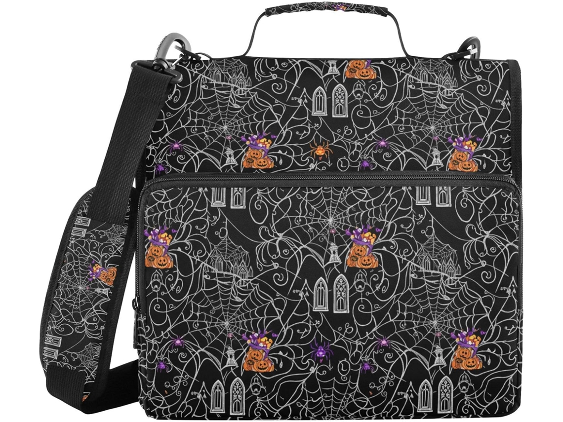 Pasta Organizadora De 3 Argolas Com Estampa Gótica Halloween Aranha, 3,8cm 1,5 Polegadas, Com Altura Ombro E Mão