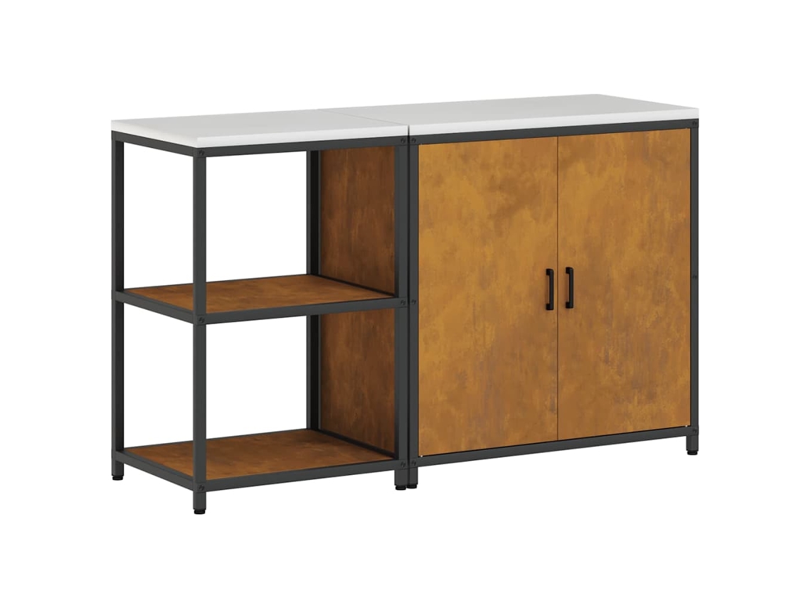 Conjunto 2 Armário De Cozinha Vidaxl Castanho Aço (150 X 50 X 92 Cm)