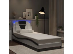 Vidaxl Estrutura De Cama Viana Com Led Sem Colchão 90x190 Cm Branco/preto
