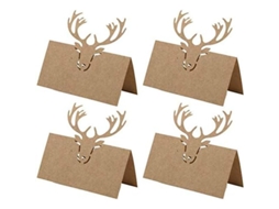 Cartões de Localização de Cartolina Kraft com Design de Antlers para Natal, Casamentos e Festas 100 Unidades S/MARCA