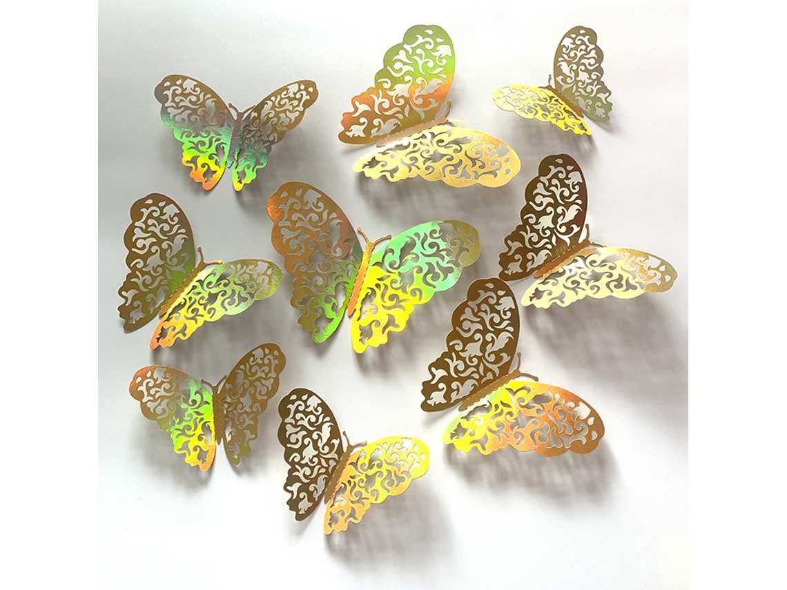 12pcs/set Adesivos de Parede Borboleta 3D Oco