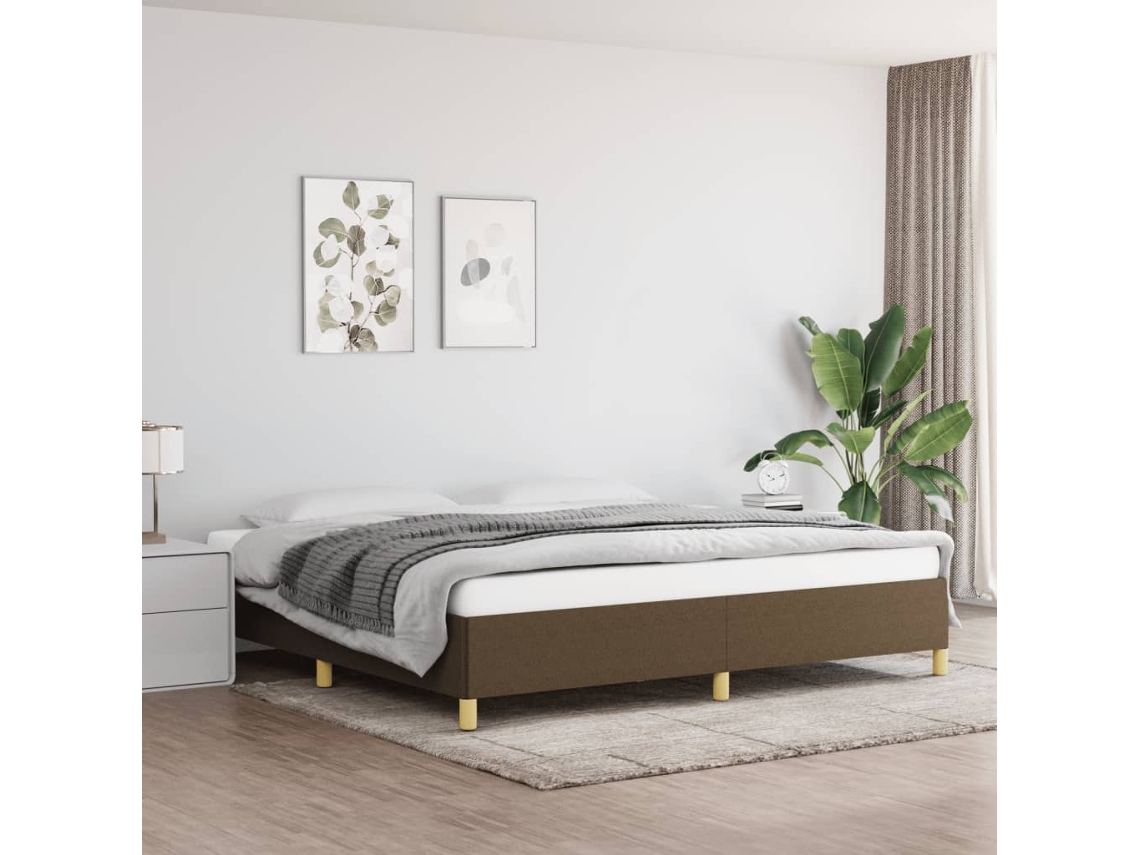 Vidaxl Estrutura De Cama Sem Colchão 200x200 Cm Tecido Castanho-escuro