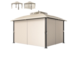 Tenda de Jardim S/MARCA 370x303x290 Cm, bege, teto duplo, com mosquiteiros e cortinas