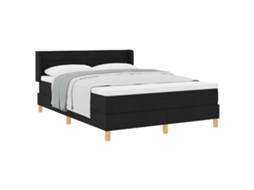 Vidaxl Cama Box Com Colchão Com Cabeceira Preto 200 X 140 Cm Tecido