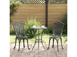 Vidaxl Conjunto Bistro De Jardim 3 Pcs Preto Alumínio