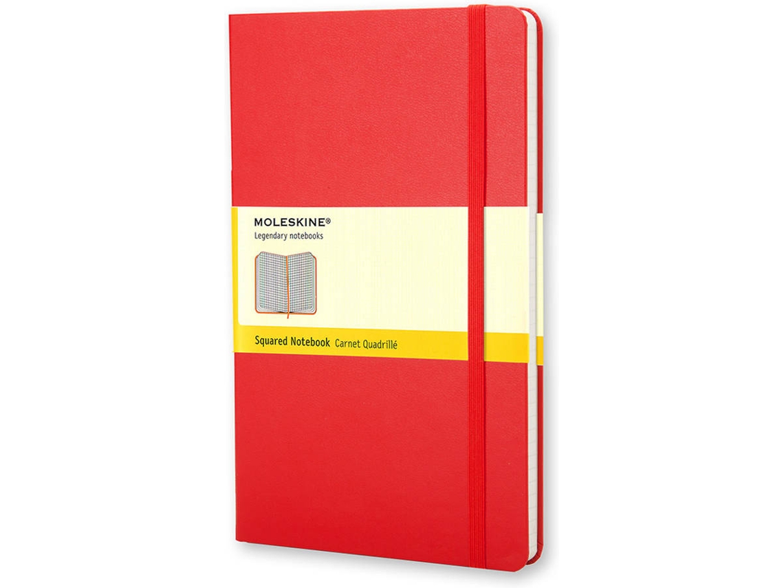Bloco MOLESKINE Hardcover Vermelho Quadriculado Grande Worten.pt