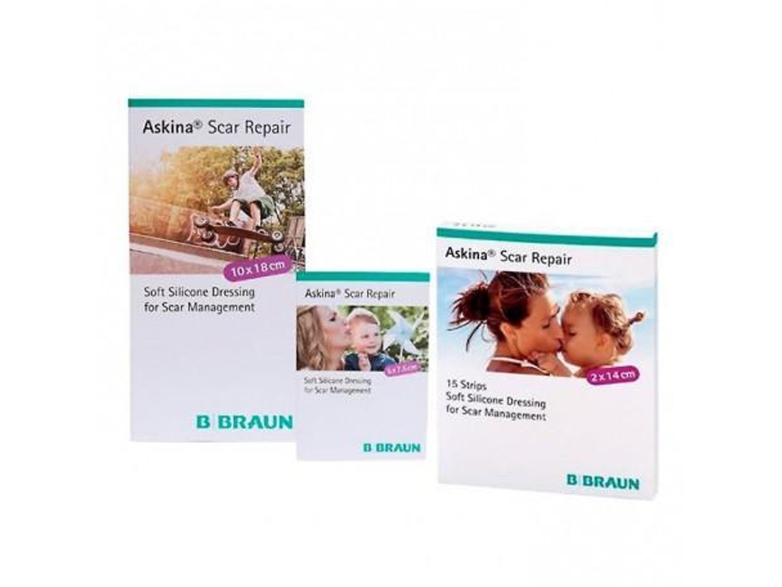 Folha de silicone para reparo de cicatrizes Askina 2x14 cm, 15 unidades, Braun Medical