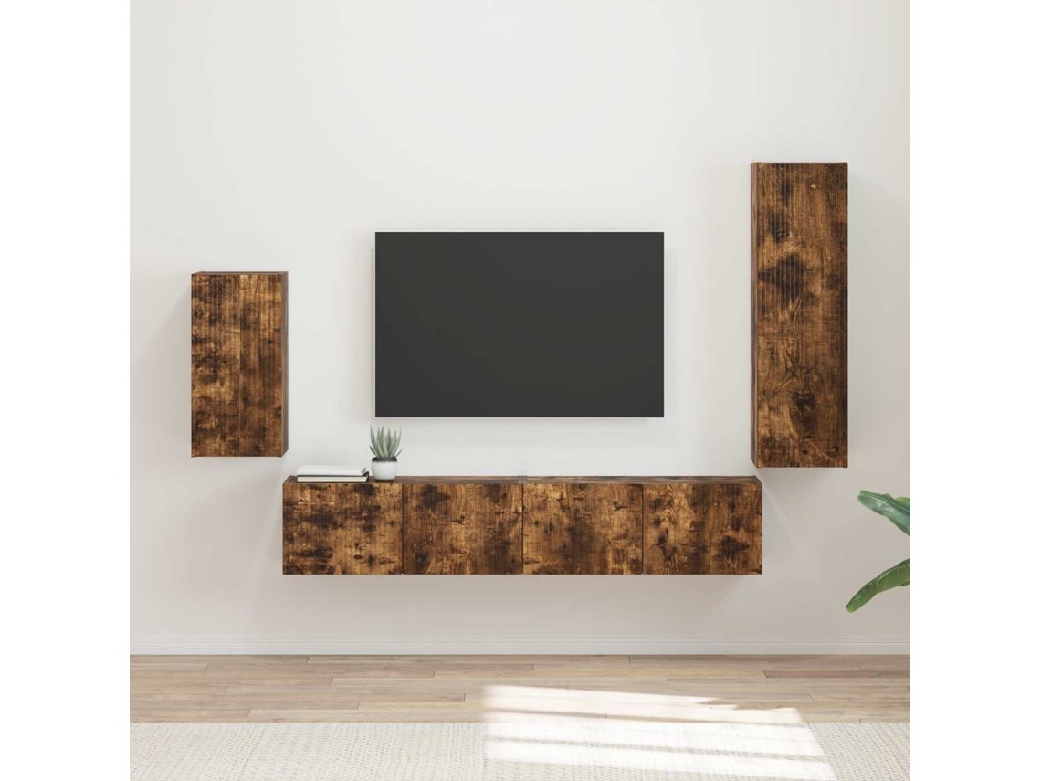 Vidaxl Conjunto de Móvel de Tv 4 Pcs Carvalho Defumado