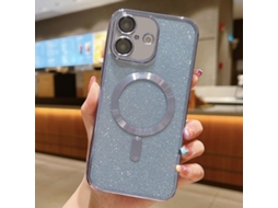 Capa De Tpu Para Iphone 16 Plus - Glitter - Acabamento Eletroplástico - Magsafe