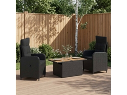 Vidaxl Conjunto De Jantar Para Exterior 3 Unid. Preto