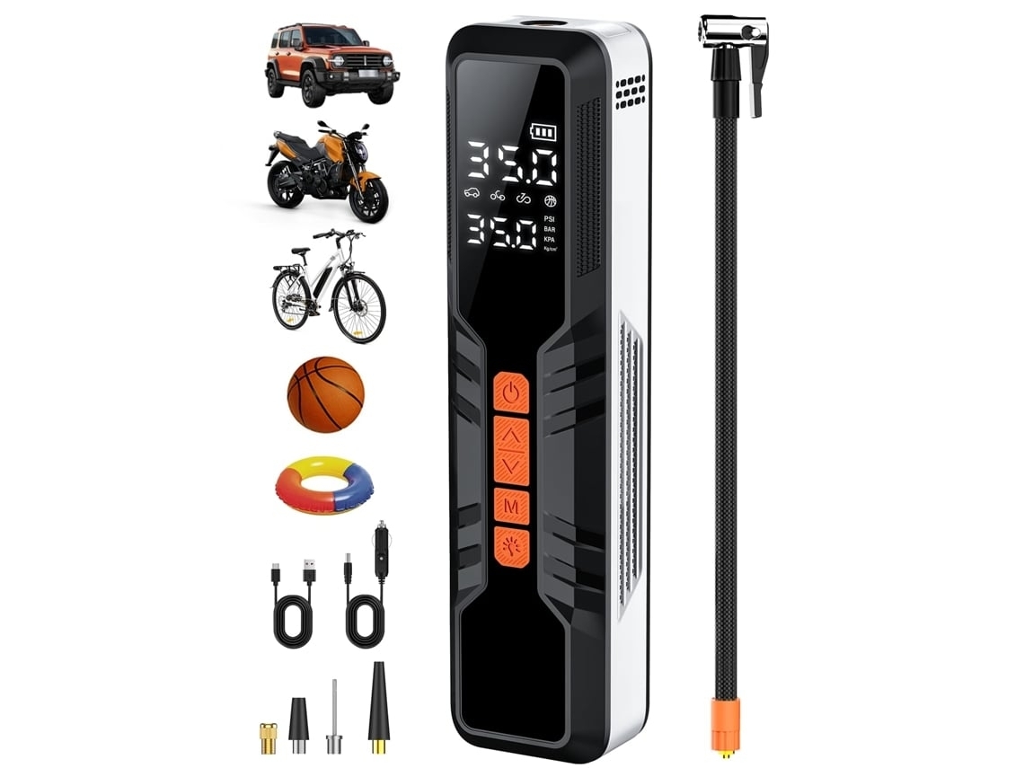 Bomba De Ar Portátil Para Pneus, 6000mah, Bomba Elétrica Rápida Para Pneus, 4 Unid.