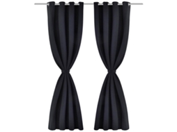 Maison Exclusive - 2 Pcs Cortinas Blecaute Com Argolas De Metal Preta 135 X 245 Cm